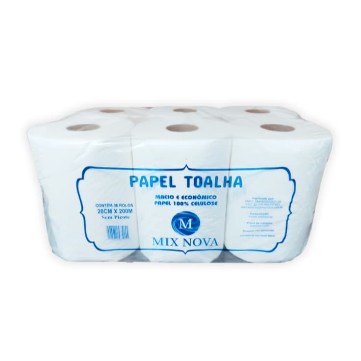 Papel Toalha Bobina 6 Rolos De 20cm X 200m Branca