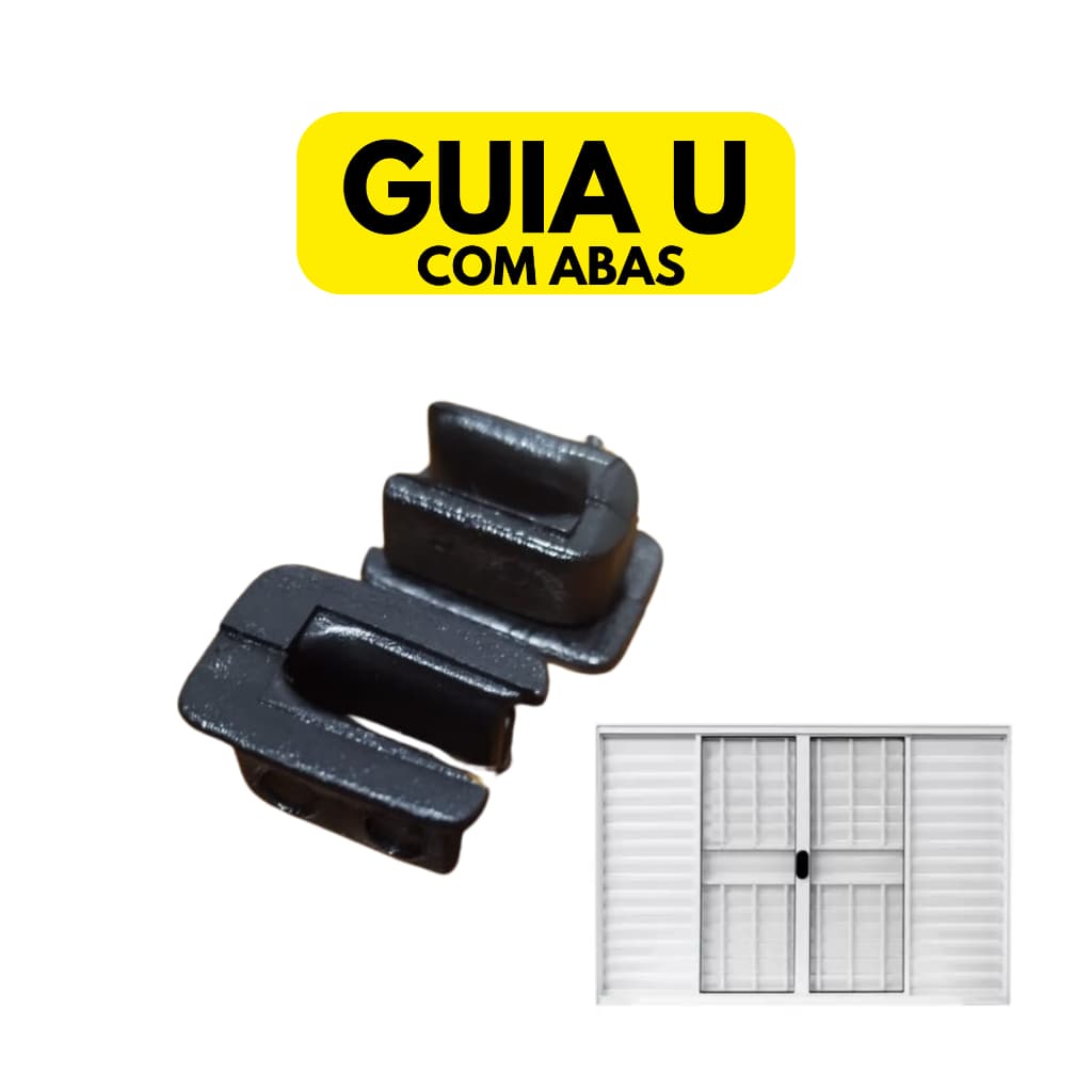 Guia U Deslizante COM Aba - Para Janela E Veneziana 16 Peças Resistente e Durável