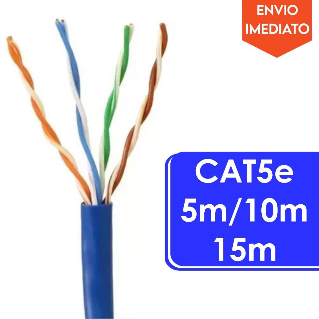 Cabo De Rede Cat5e 100% Cobre, Preto UTP - Até 1000mbs Homologado (5m/10m/15m) (Sem e Com Crimpagem)