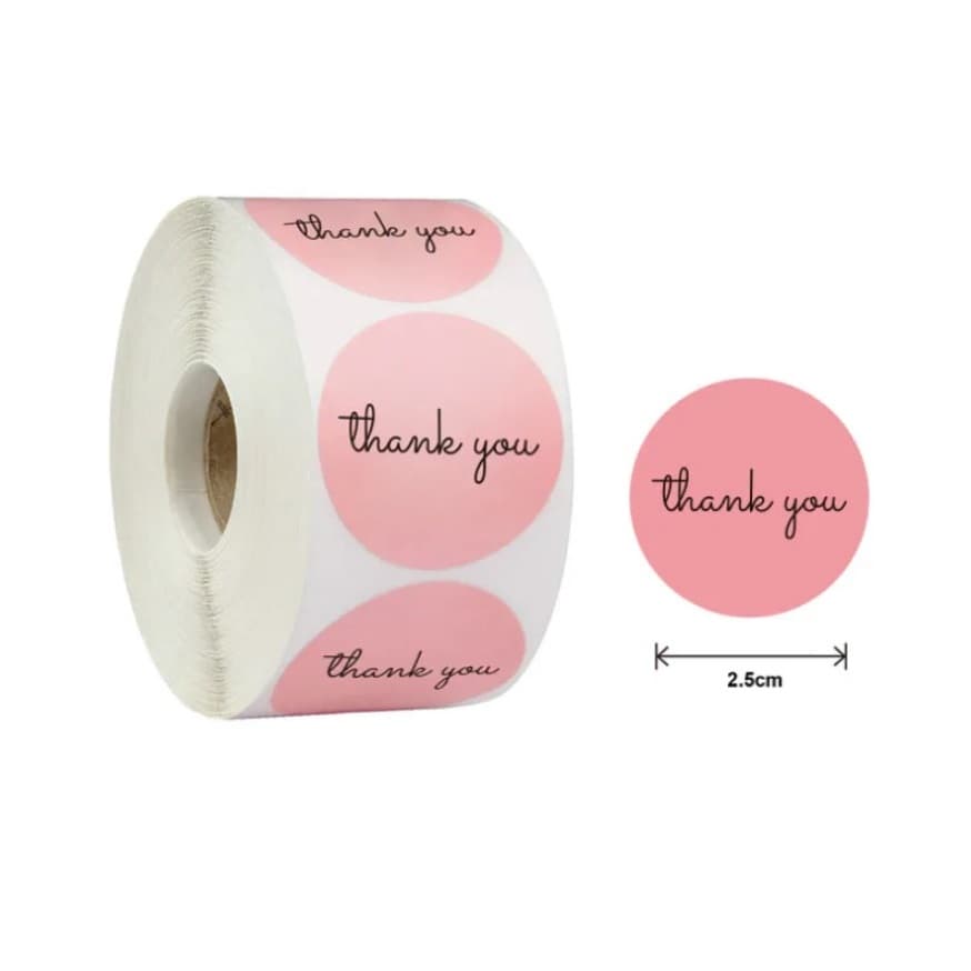 100 Etiquetas Adesivas Rosa Thank You Obrigado Obrigada Simple ~