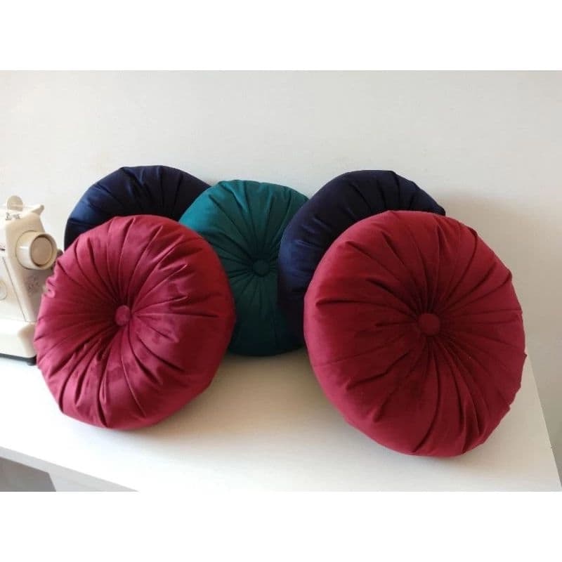 almofada decorativa redonda em veludo 40 cm
