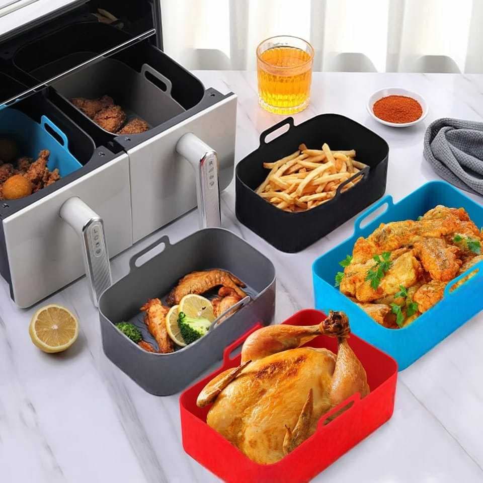 Forma Airfryer De Silicone Retangular 20x13x7 C/ Alças Praticidade e Elegância em sua Cozinha DONG