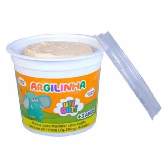 Massa de Modelar com Argila cor cru 200g ou 500g Argilinha Uti Guti