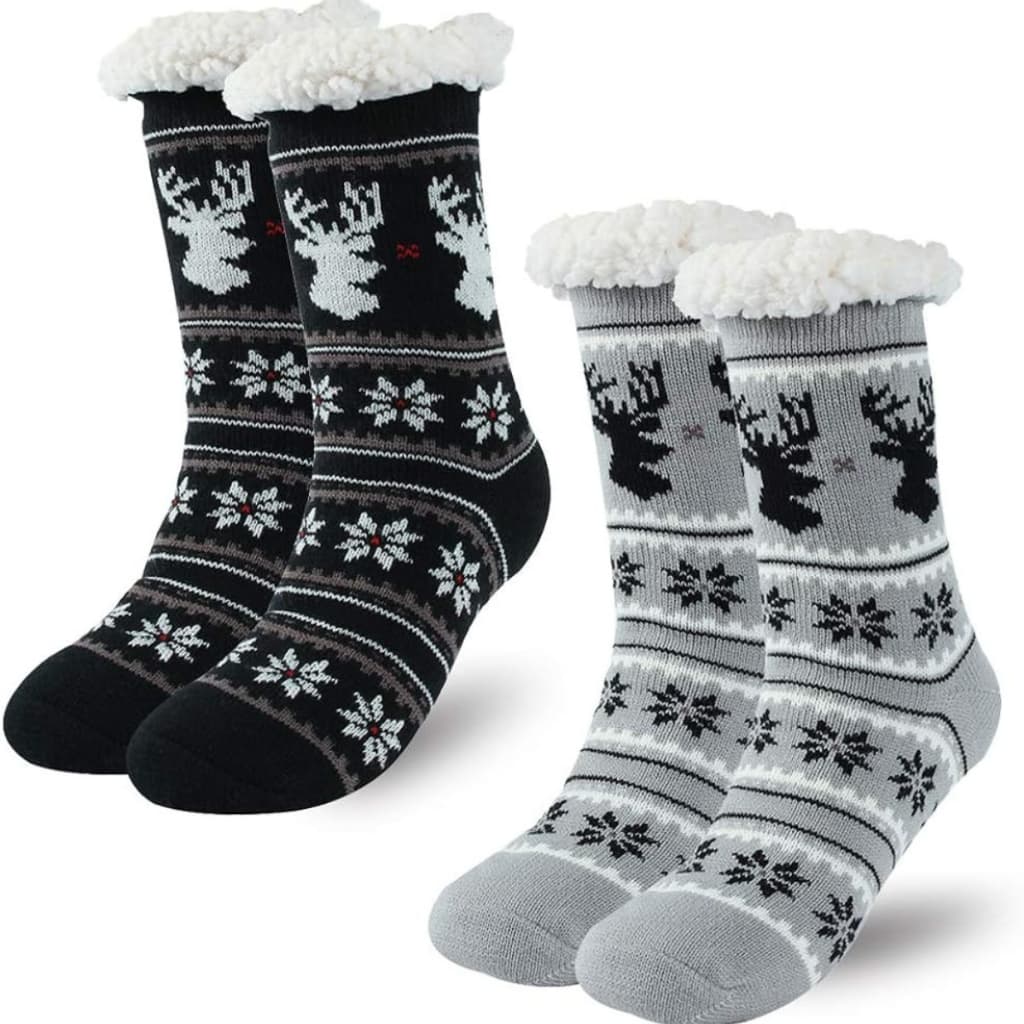 2 Par Meia Carneirinho Forrada Grossa Inverno Frio Quentinha Cano Alto Térmica De lã Forrada Pelinho Quente Pares Estampadas