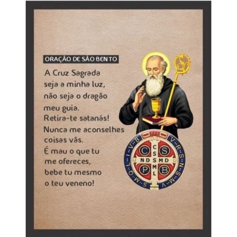 Quadro de Parede São Bento Oração A Cruz Sagrada Seja Minha Luz