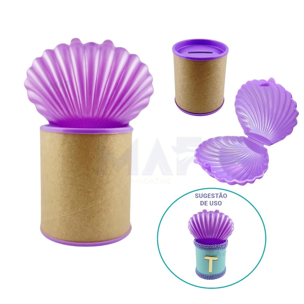 10 Mini Cofrinho e 10 Concha Sereia Ariel Fundo do Mar Cofre Duplo Festa Lembrancinha Kit Luxo