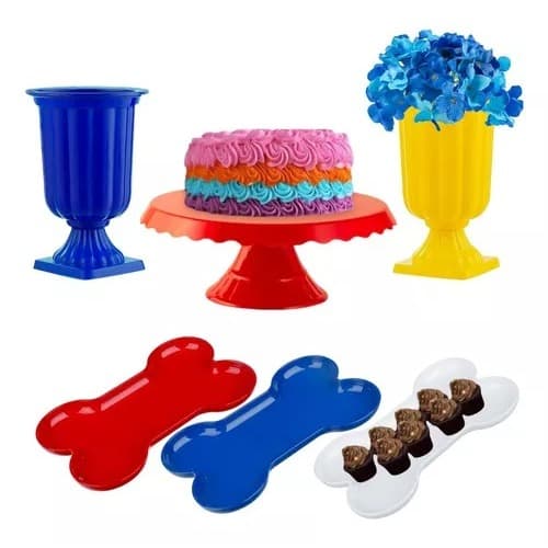 Kit Patrulha Canina - 1 Boleira + 2 Vaso + 3 Bandeja Osso Novo