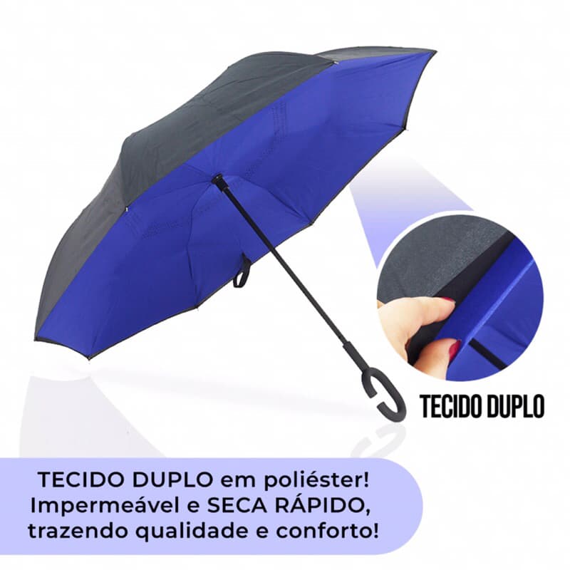 LY2704 Guarda-Chuva Invertido Reforçado – Tecido Duplo Impermeável para Máxima Proteção