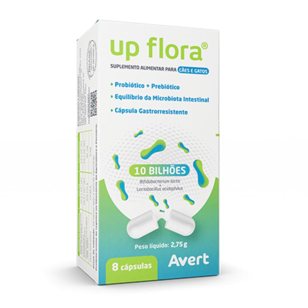 Up Flora Suplemento Alimentar Probiótico para Cães e Gatos (8 Cápsula) - Avert