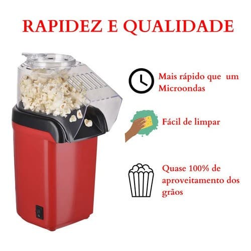 Pipoqueira Elétrica Maquina De Fazer Pipoca Saudável Sem Óleo Preparo Rápido 110V