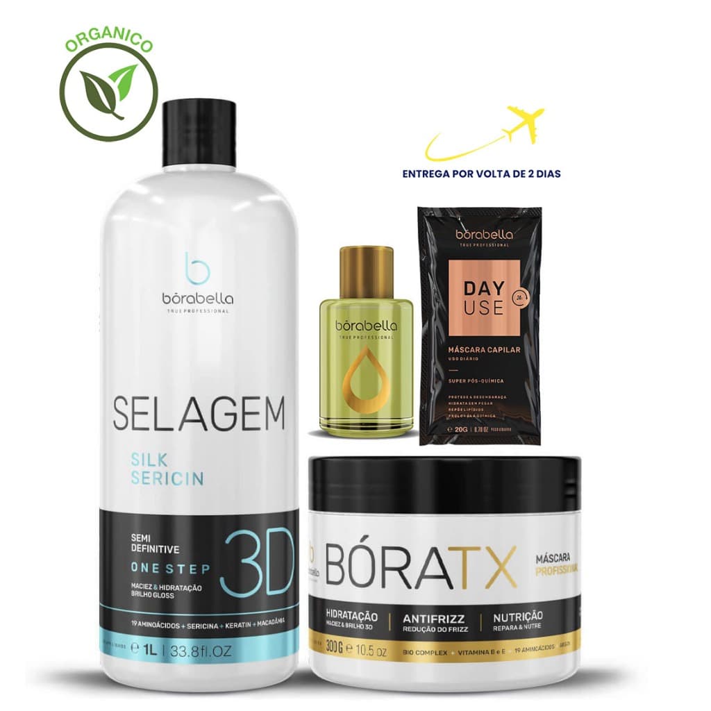 Borabella Selagem 3d Gloss Sem Formol 1 L + Bóratox 300g