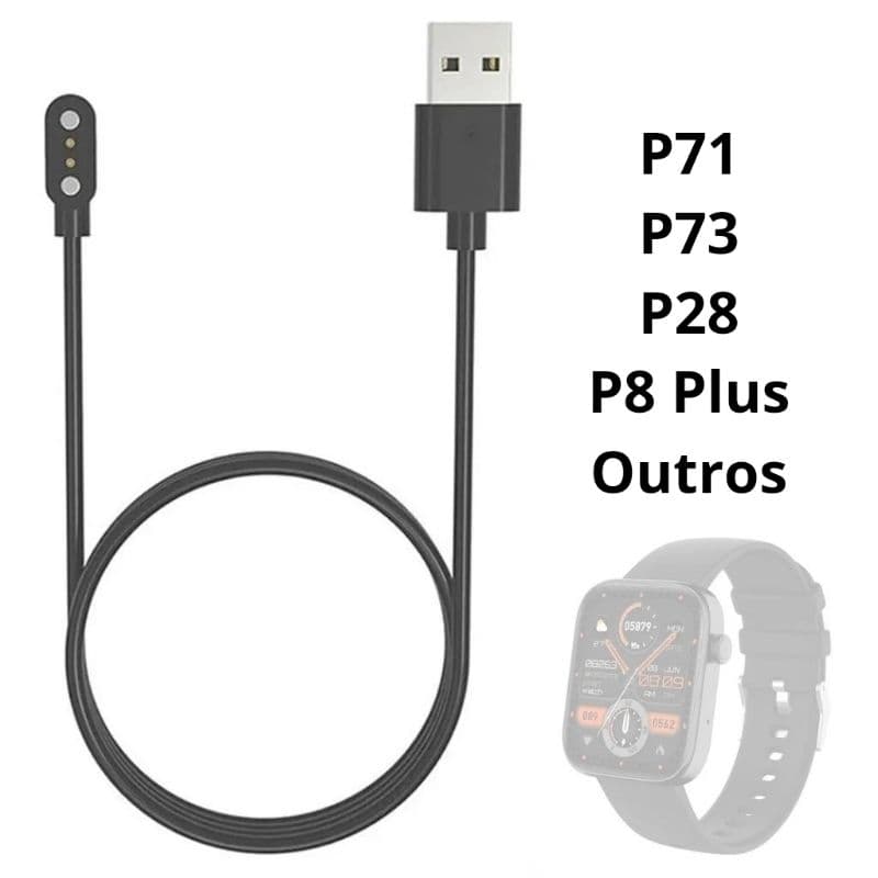 Cabo Carregador Smartwatch Relógio COLMi P71 P73 P28 P8 Plus USB P76 V70