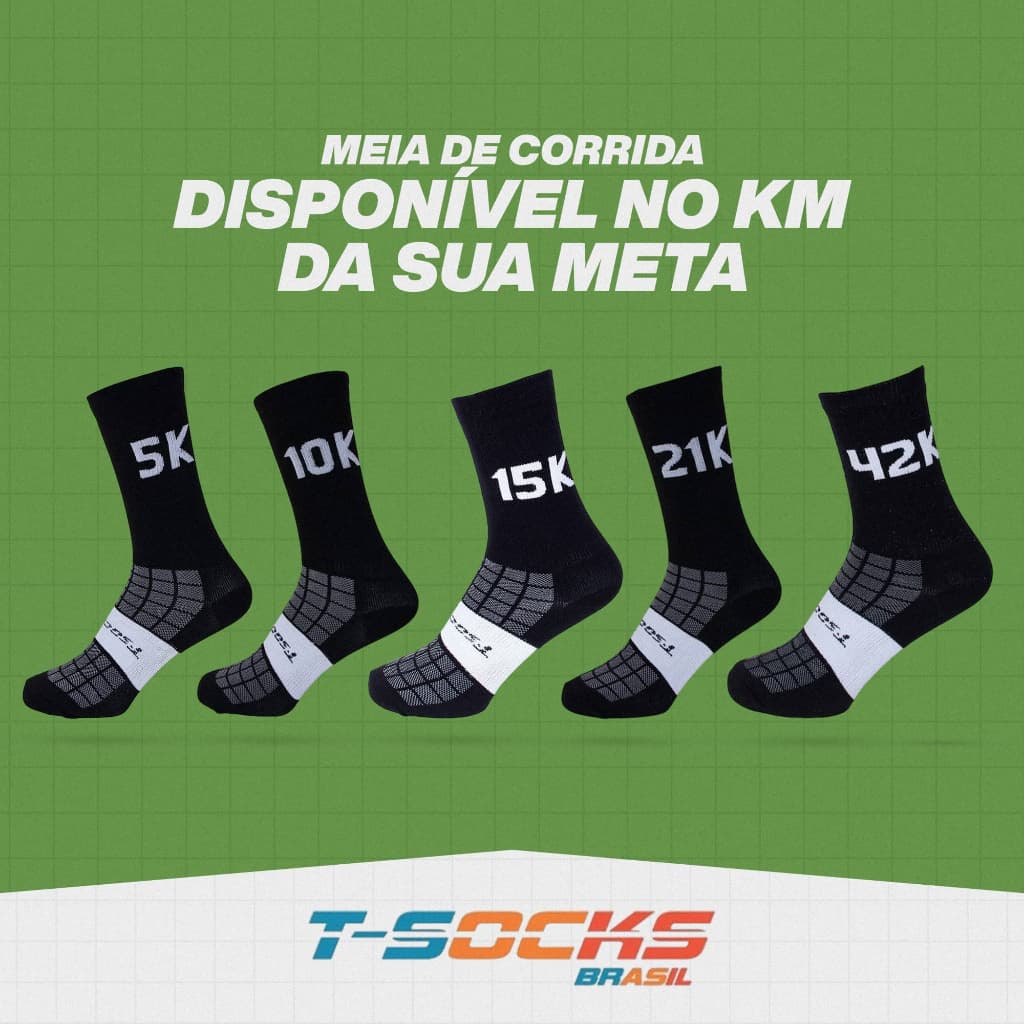 Meias de Ciclismo para Bike MTB Speed Corrida Crossfit  em poliamida Preto e Branco