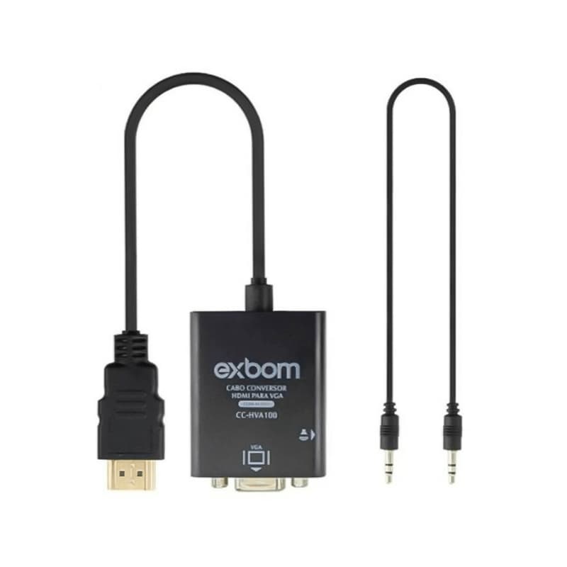 Adaptador Conversor HDMI para VGA P2 Com Áudio