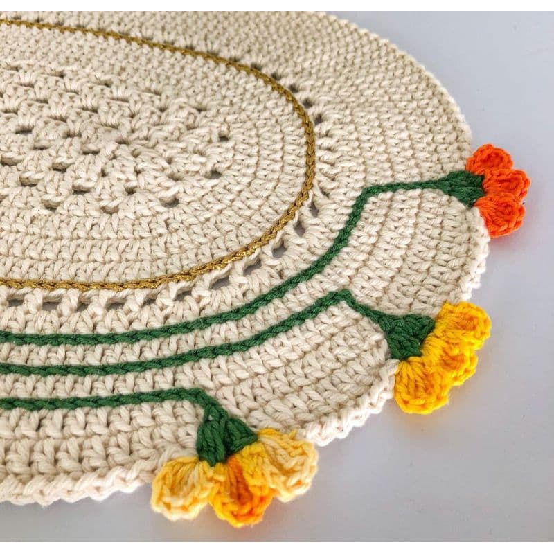 Trilho de Mesa Flor do Campo 1,00m x 35cm + Sousplats 40cm