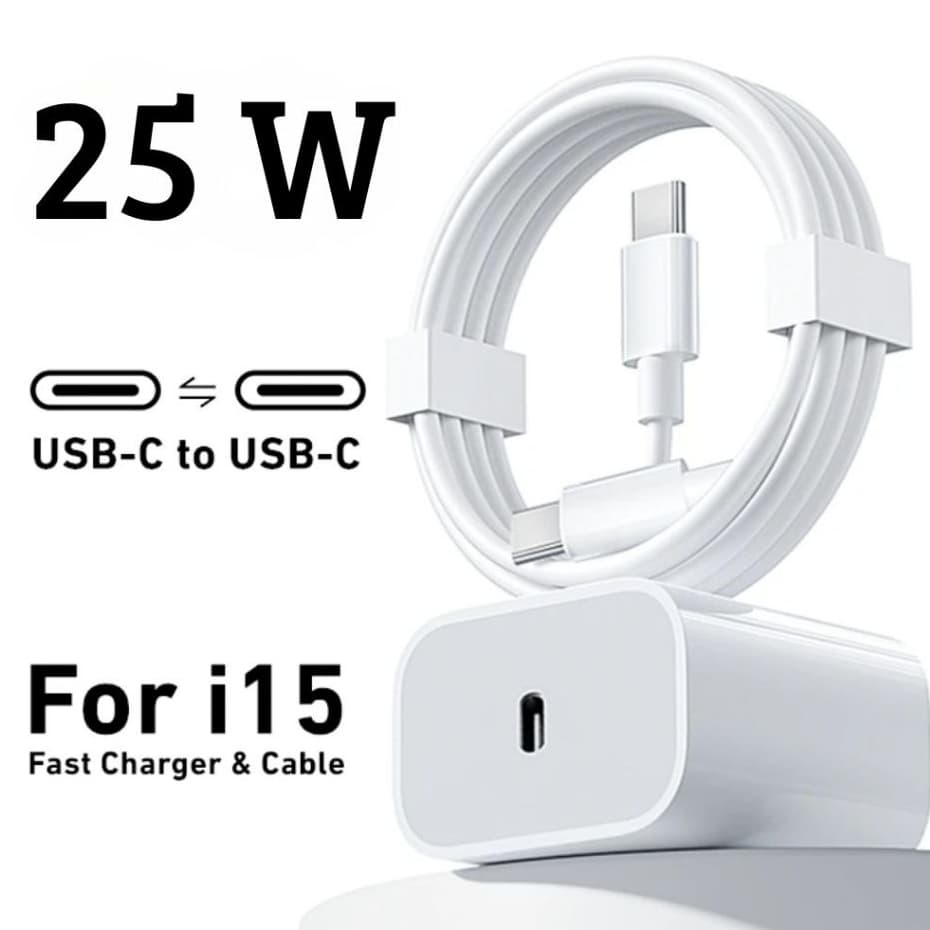 Carregador IPhone Completo 15 Pro Max / 15 / 15 Pro / 15 Plus USB C Tipo C 25w Fonte Turbo Tomada Cabo USB-C