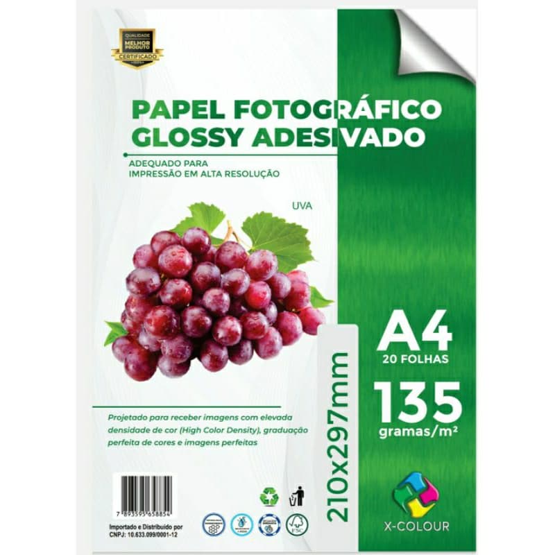 200 Folhas Papel Fotográfico Adesivo A4 Glossy 135gr C/nf