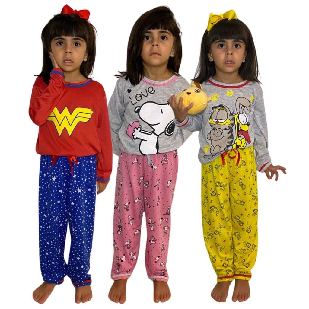 Pijama Infantil Feminino Personagem / Pijama de Inverno / Pijama Longo