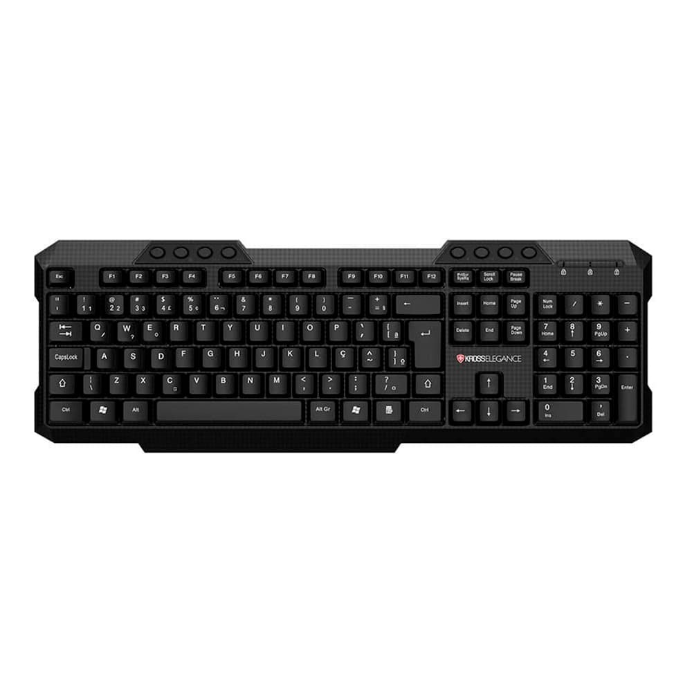 Teclado com Fio USB Multimídia Kross - 8 Teclas multimídia - Sistema Resistente à água