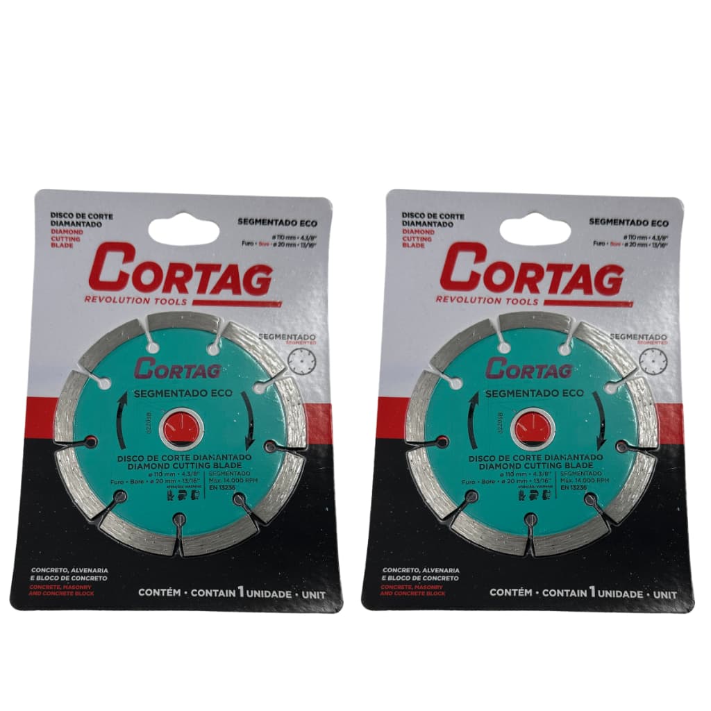 Kit Disco Segmentado Cortag Diamantado para Concreto e Blocos