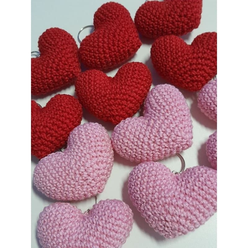 kit 10 chaveiros coração amigurumi 3d brinde lembrancinha