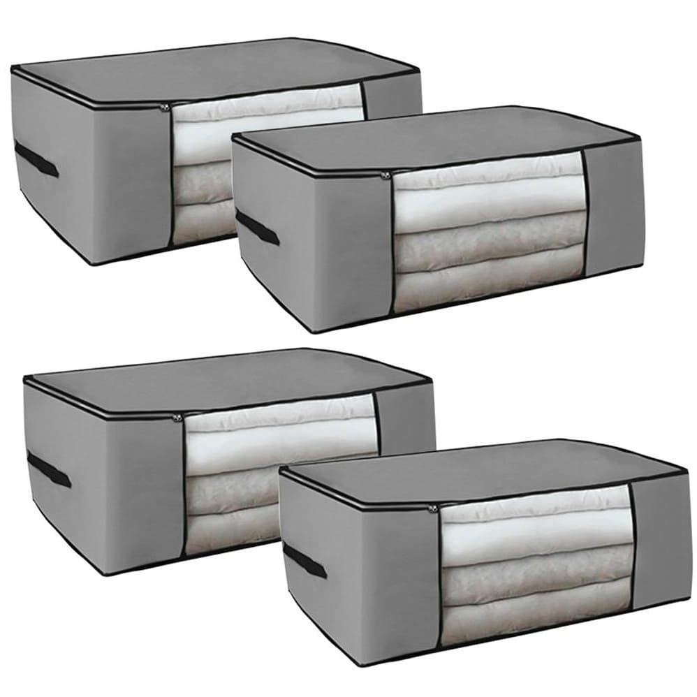 Kit 4 Caixa organizadora de roupa de cama/Edredom/lençol/roupa de frio 45x45x20cm - ORGANIZALUX