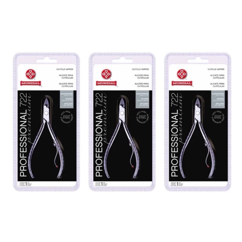 Kit de 3 Alicates de Unha Mundial 722 alicate profissional