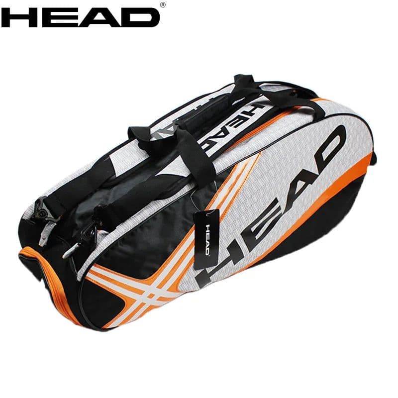 Raqueteira Head - Djokovic  6 a 9 Raquetes Combi Laranja e Preta ou com Dourado/Bolsa de Tênis para 6 Raquetes Laranja