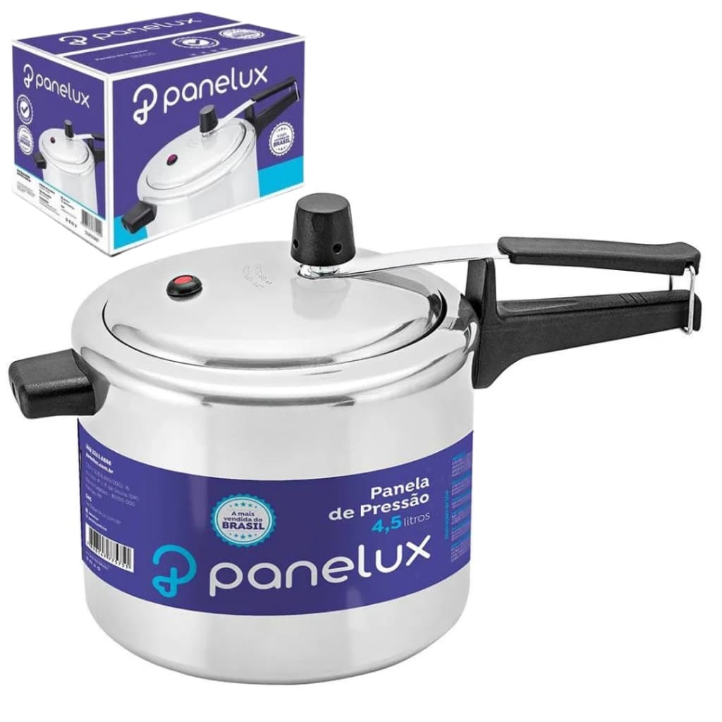 Panela de Pressão Polida 4,5 Litros 4,5L Alumínio Polido Classic Panelux 1029