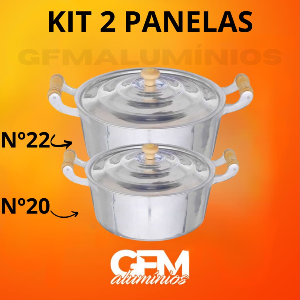 Kit com 2 panelas caçarolas em alumínio fundido batido grosso nº20 e nº22 - cozinha! Jogo de panelas com 2 unidades