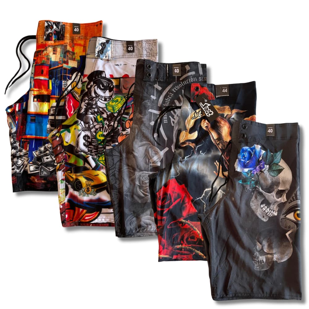 kit 5 bermudas elastano surf moda praia  \secagem rápido \
