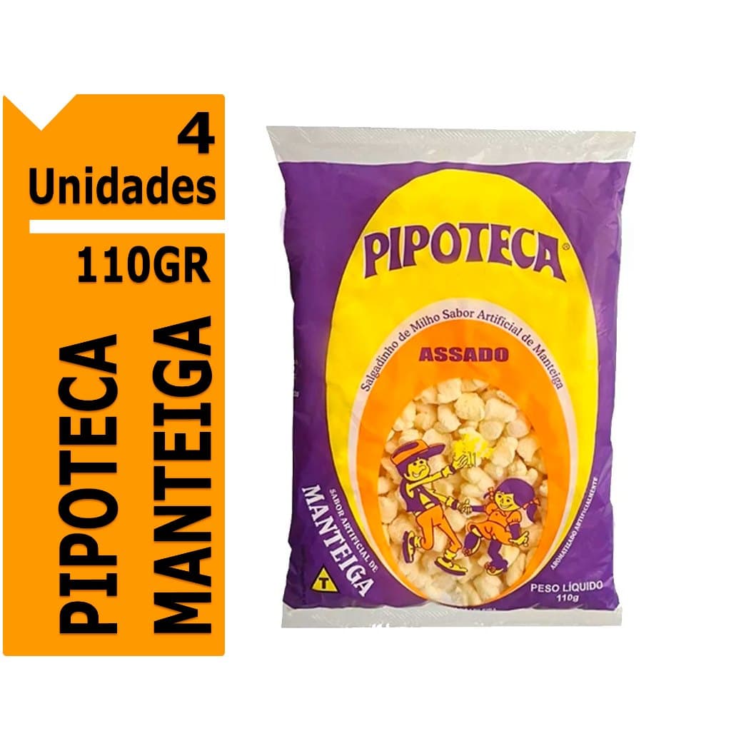 4x Pipoteca Salgandinho de Milho Sabor Manteiga Snack 110Gr