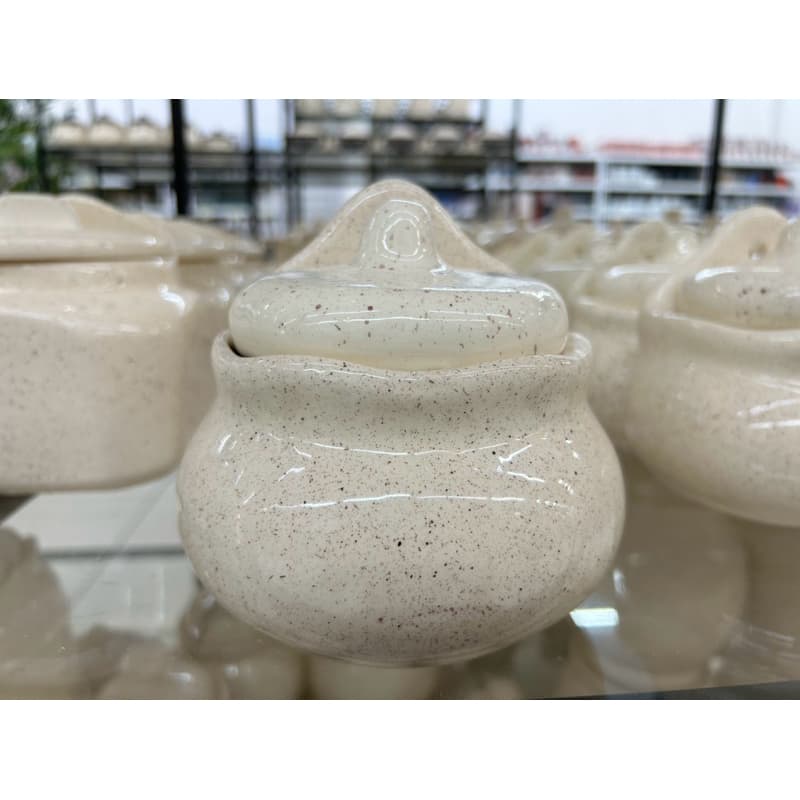 Saleiro Pequeno com Tampa Cozinha Linha Chapiscado Pintado a Mão