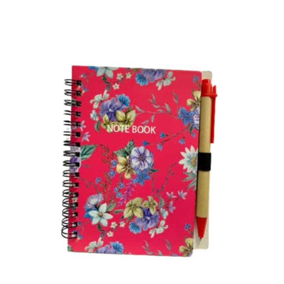 Caderninho de Anotações com Caneta Floral - Bloco de anotação