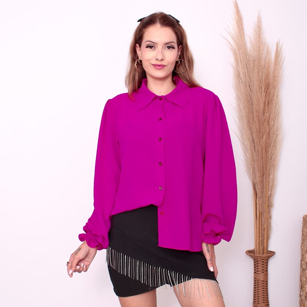 Camisa Feminina Tecido  Duna Social Com 6 Botão 0024