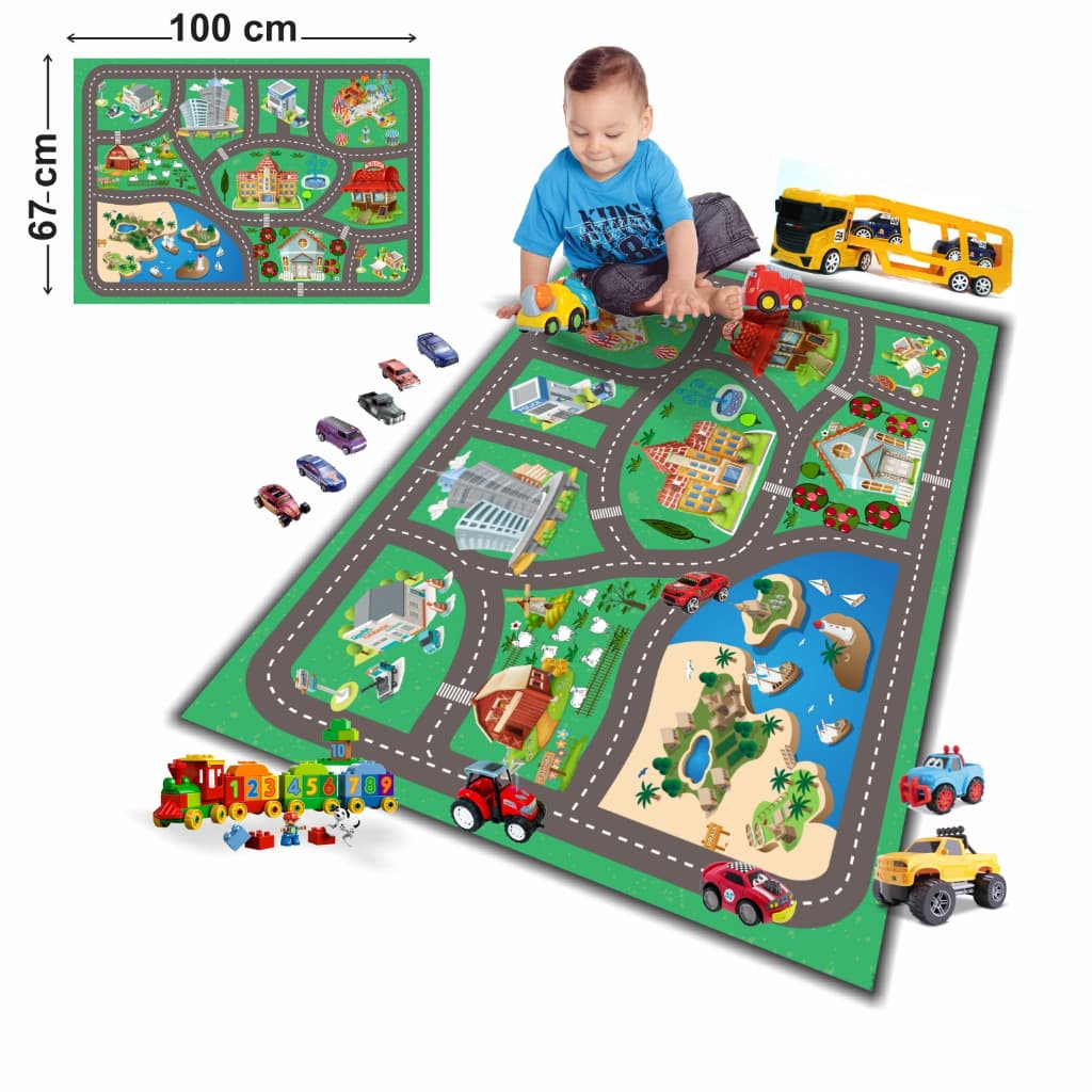 Tapete de lona Ilustrativo Pista de Carrinho para 67x100cm Playmat mini Modelo TP01
