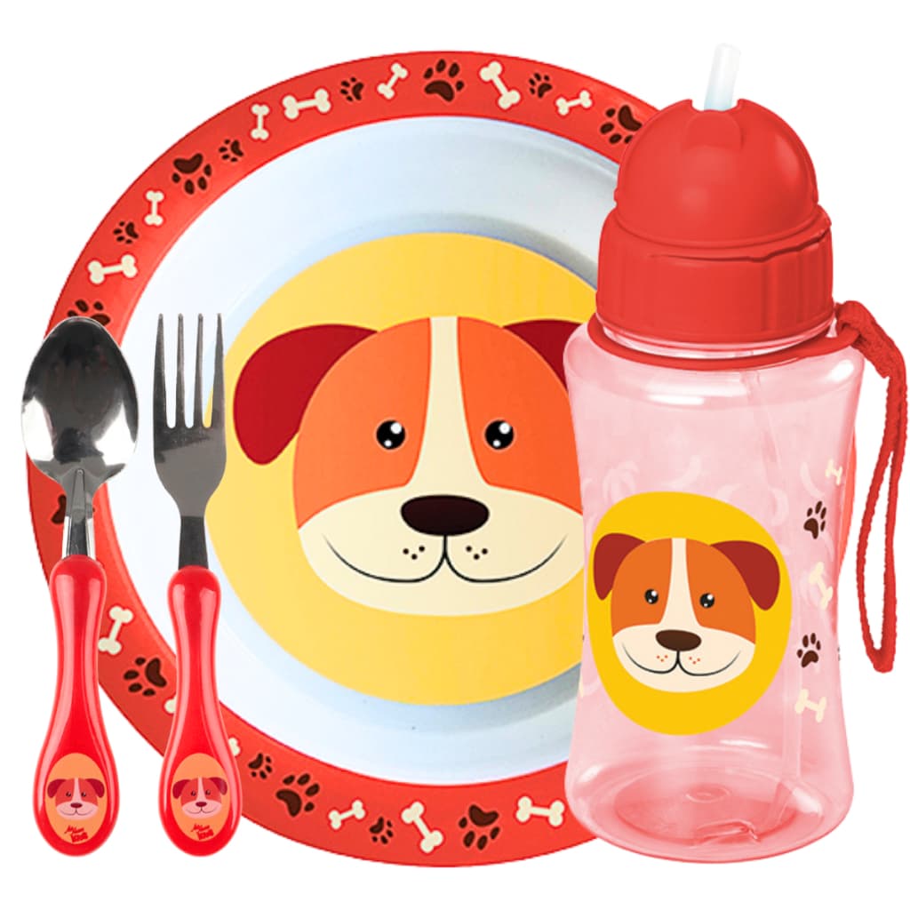 Kit Refeição Pratinho Garfo Colher Garrafa Infantil Criança Bebe Introdução Alimentar