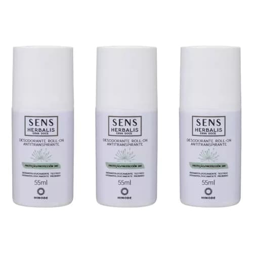 3 Roll-on Antitranspirante Erva Doce Para Axilas Hinode