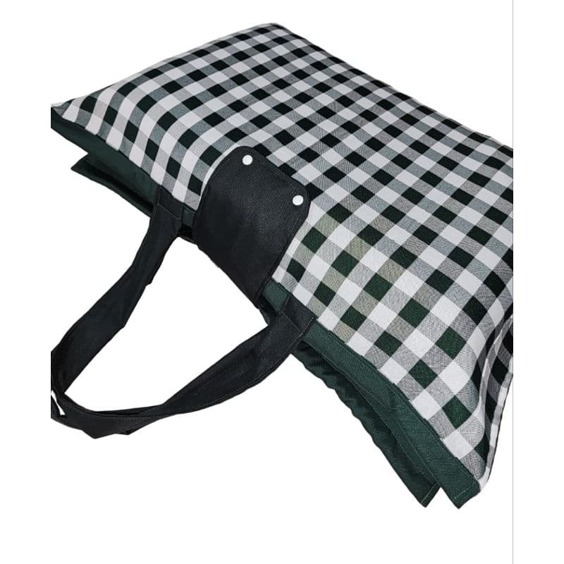 Porta Travesseiro Duplo para viagem com alça para Adulto. Ideal para 2 unidades. Xadrez Verde musgo. Medida 120x80 cm