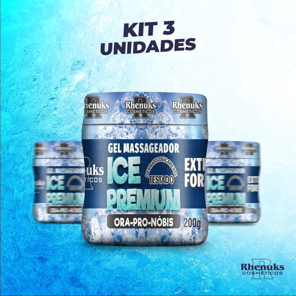 Kit 3 Gel Massageador Ice Premium C/ Ora-pro-nóbis 200g - Anti Desconforto Muscular