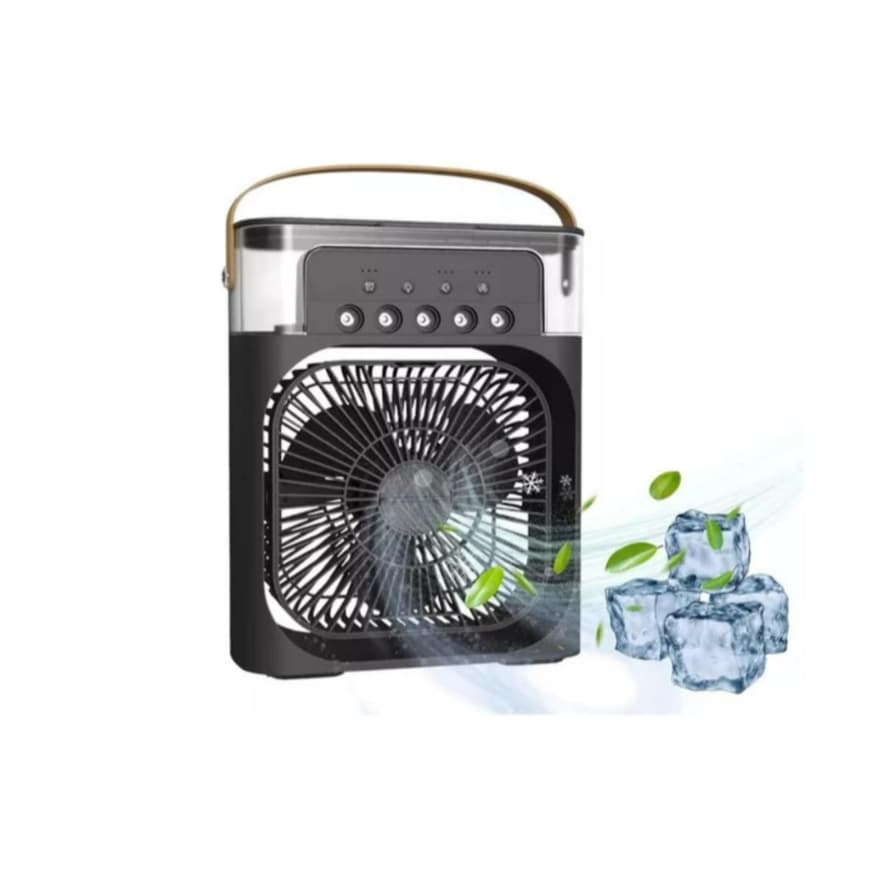 Ventilador Portátil de Mesa Mini Ar Condicionado Umidificador Climatizador Led Água e Gelo 3 Velocidades Led