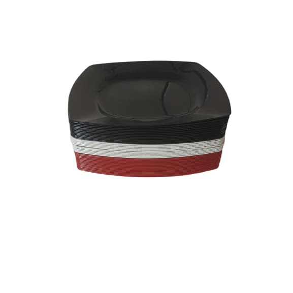 kit 10 pratinhos quadrado para sobremesa preto, branco e vermelho
