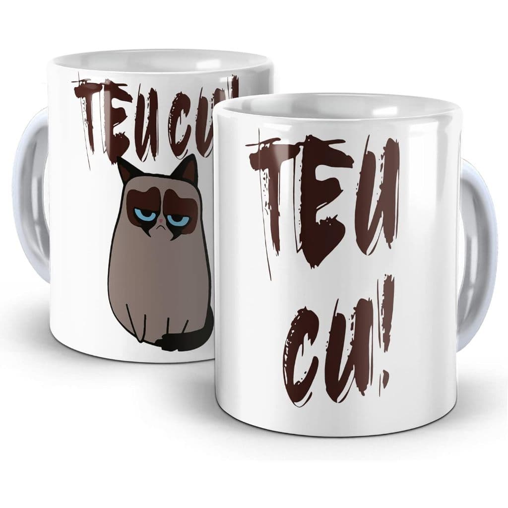 Caneca Gatinho Teu C*! Engraçada Porcelana Presente - 325ml