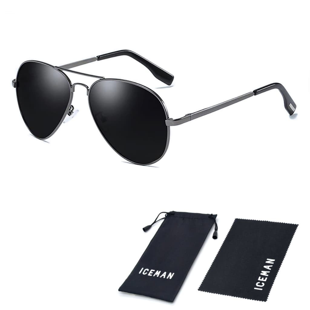Óculos De Sol Aviador Piloto Avião Masculino Grande Polarizado Metálico Original Iceman 612 Promo