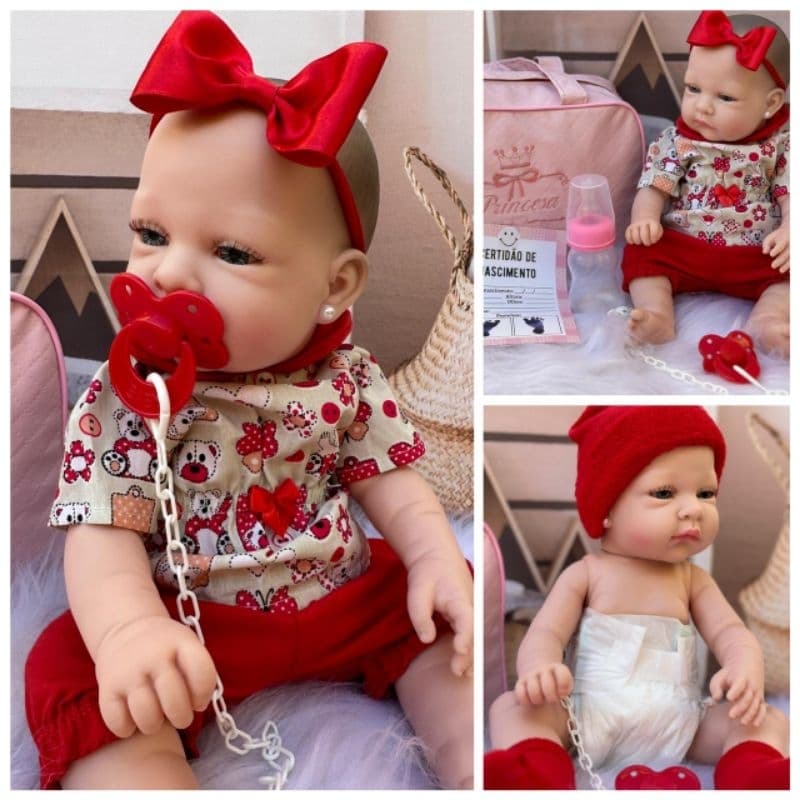 Bebê Reborn Boneca Original Realista com Bolsa e vários Acessórios