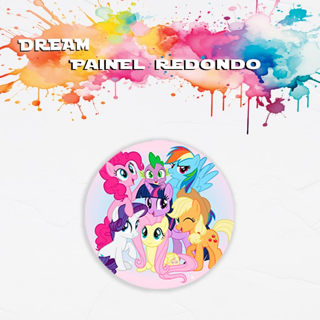 Capa Para Painel Redondo Temática My Little Pony Festa Decoração menina Aniversario Malha Helanca