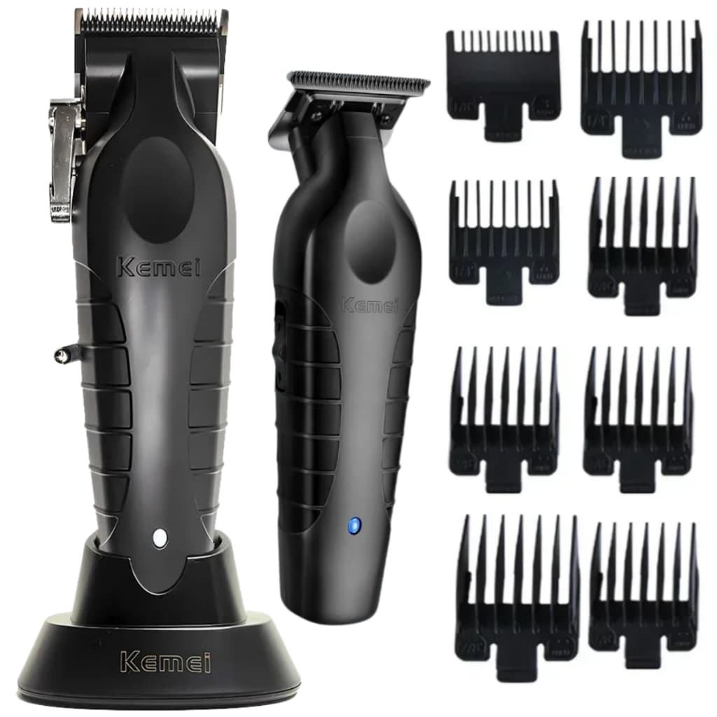 Maquina de Cortar Cabelo E Acabamento Kit Kemei Black Km2296 E Km2299 Maquina de Cortar cabelo Maquina Corta Cabelo Maquina Corte Cabelo Maquina Barbeiro Maquina Cortar Cabelo Cabeleireiro