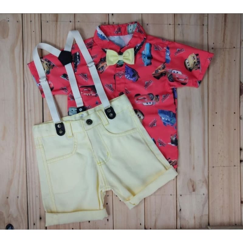 Conjunto temático com suspensório conjunto infantil para festa de aniversário