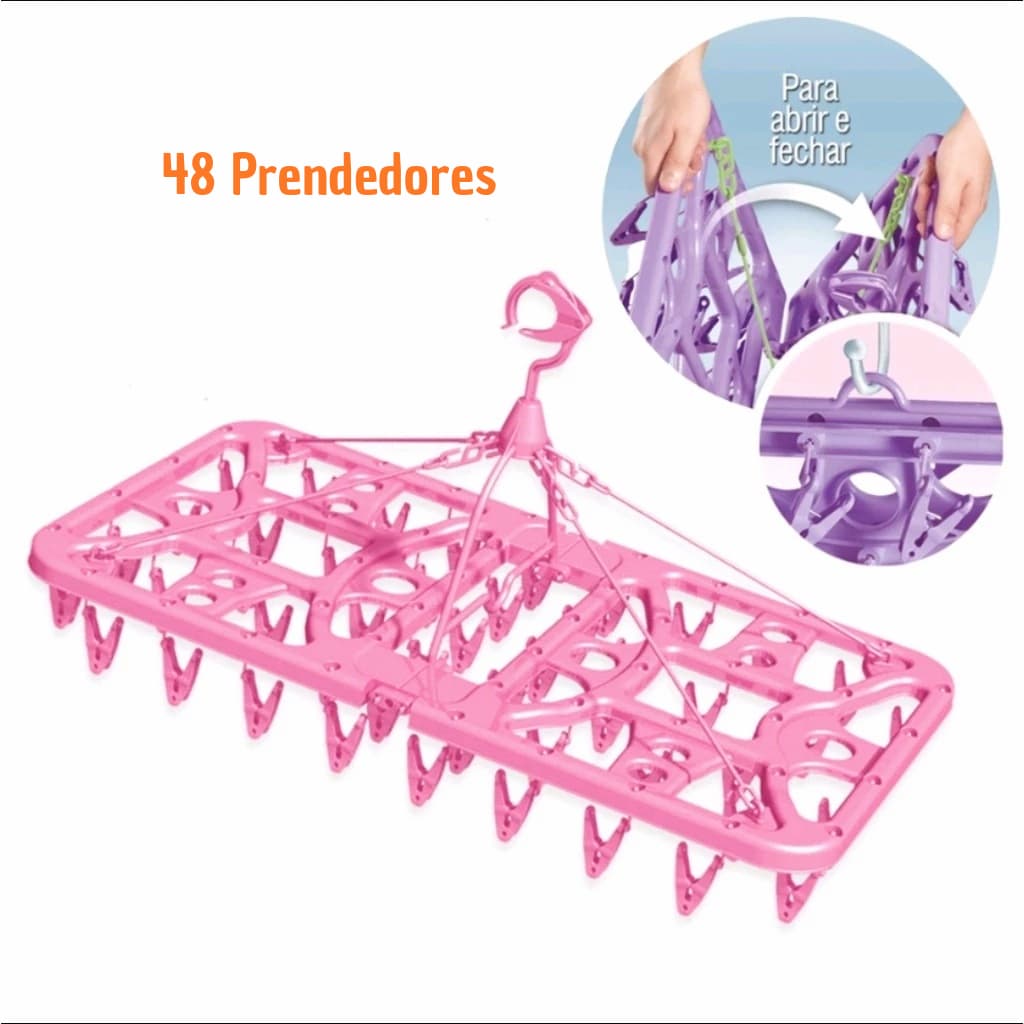 Varal de Calcinha Peças Íntimas Multiuso Dobrável Resistente Grande 48 Prendedores