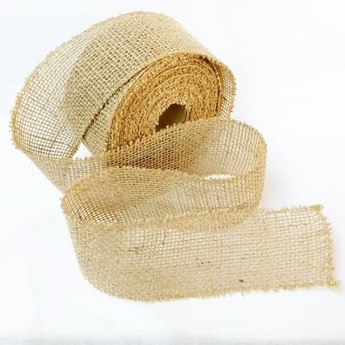 Rolo fita de juta natural c/fios dourado 6cm p/laços, artesanato, decoração, eventos, casamento
